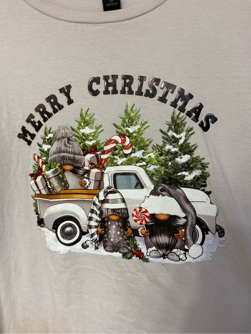 Merry Christmas Gnome Holiday Tee - Light Grey (Gildan)